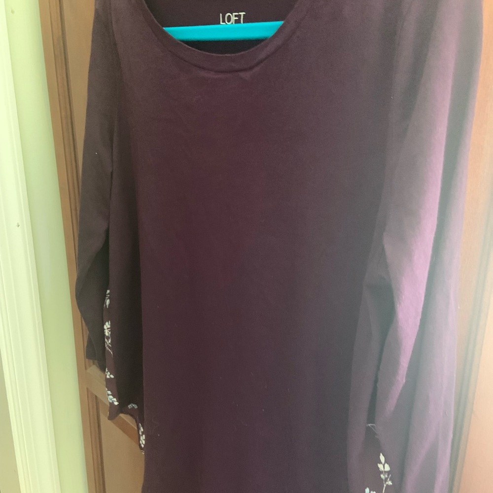 LOFT Size M Women's Deep Purple Long Sleeve Top, with contrasting back fabric